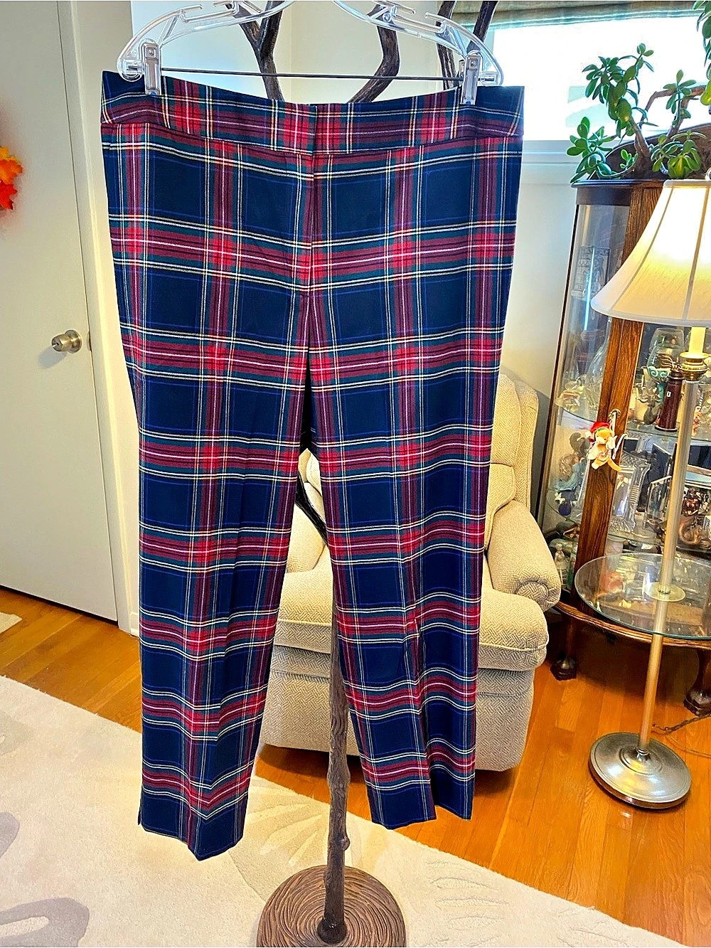 Talbots High-Waist Hampshire Ankle Pants - Plaid Blue & Red 18W